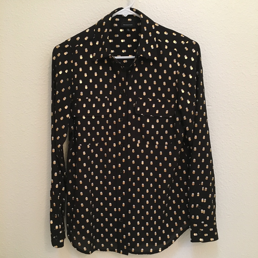 Festive black, white & gold button down